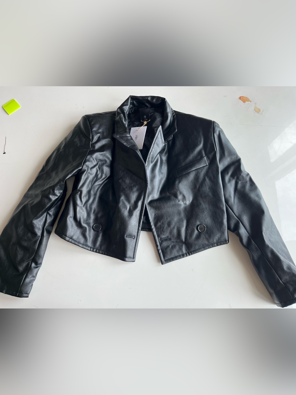 The Frankie Shop Black Faux Leather Bomber Jacket